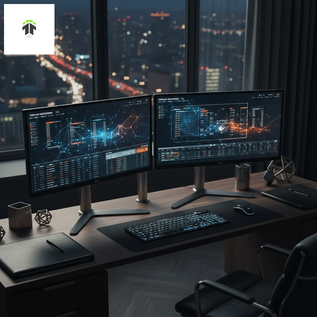 Zwei Gaming-Monitore mit Live-Match-Statistiken und Matchquoten auf einem Schreibtisch