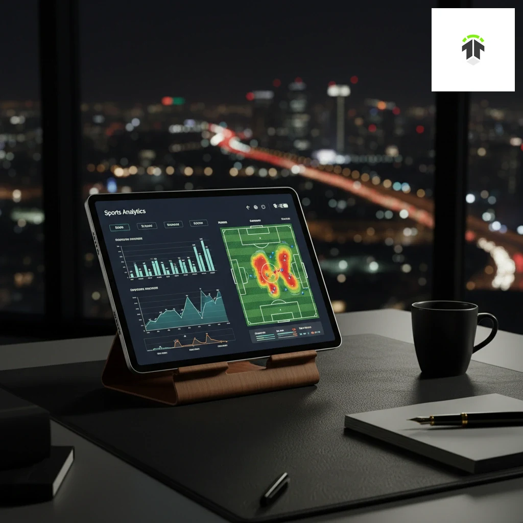 Statistische Leistungsdaten und Spielmetriken auf einem Analyse-Tablet